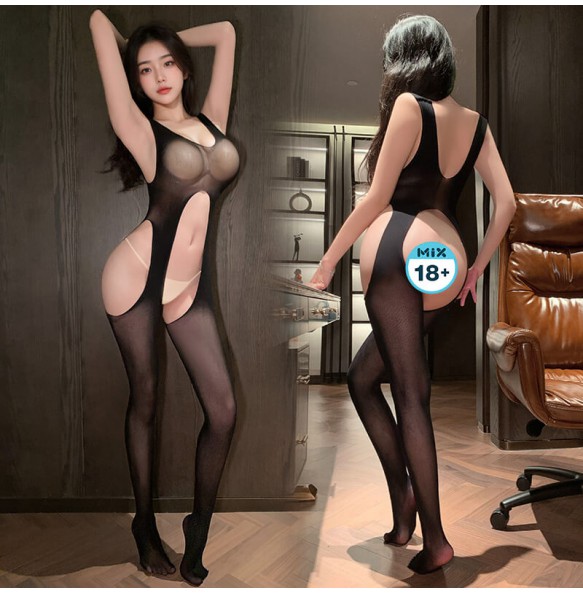 FEE ET MOI - Alluring Open-back Bodystocking (Black)